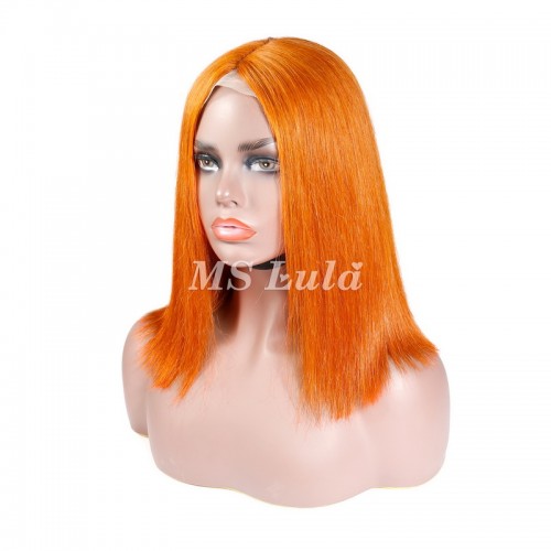 Orange Ginger Color Straight T Part BOB Lace Wig | Human Hair Wig | Lace Front